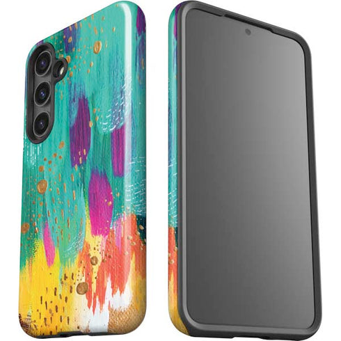 Turquoise Brush Stroke by Etta Vee Galaxy S25 Impact Case