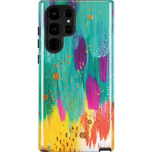 Turquoise Brush Stroke by Etta Vee Galaxy Cases