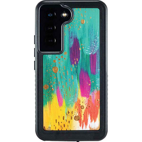 Turquoise Brush Stroke by Etta Vee Galaxy S24 Waterproof Case