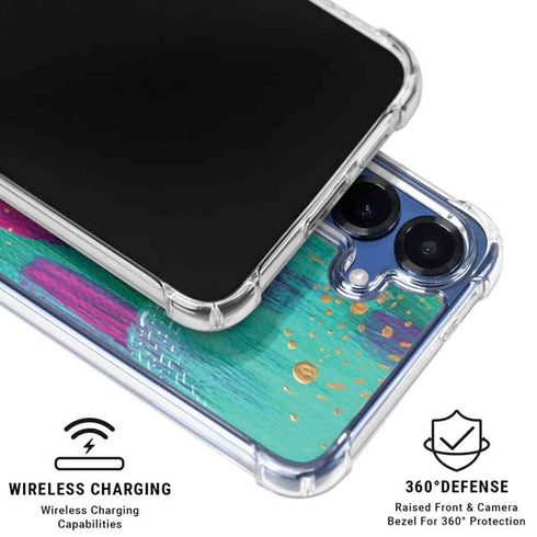 Turquoise Brush Stroke by Etta Vee Galaxy S25 Plus Clear Case
