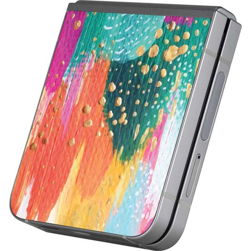 Turquoise Brush Stroke by Etta Vee Galaxy Z Flip6 Skin
