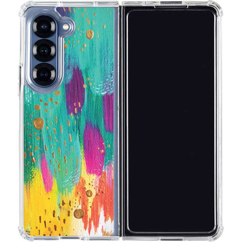 Turquoise Brush Stroke by Etta Vee Galaxy Z Fold6 Clear Case