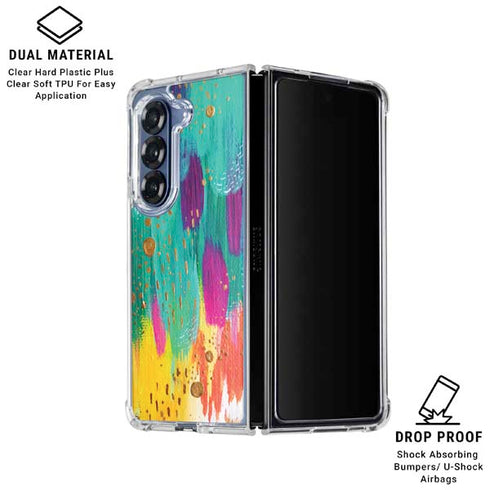 Turquoise Brush Stroke by Etta Vee Galaxy Z Fold6 Clear Case