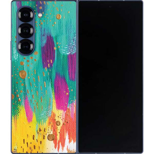 Turquoise Brush Stroke by Etta Vee Galaxy Z Fold6 Skin