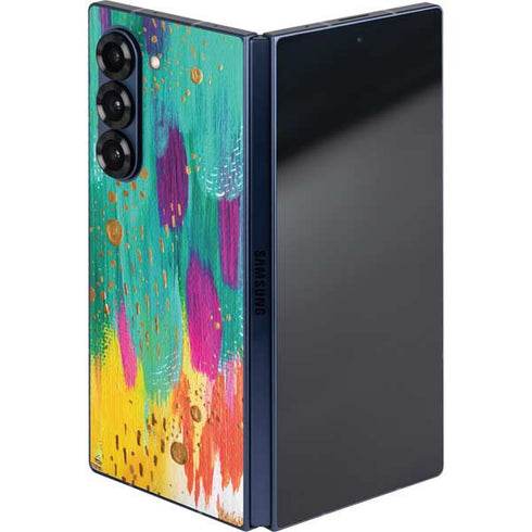 Turquoise Brush Stroke by Etta Vee Galaxy Z Fold6 Skin