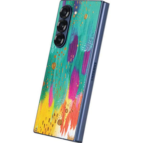 Turquoise Brush Stroke by Etta Vee Galaxy Z Fold6 Skin