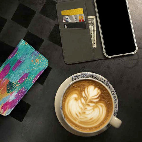 Turquoise Brush Stroke by Etta Vee iPhone 15 Folio Case