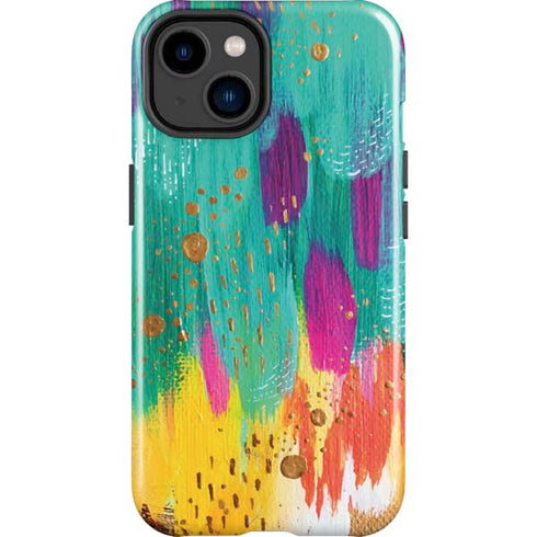 Turquoise Brush Stroke by Etta Vee iPhone 15 Impact Case