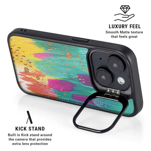 Turquoise Brush Stroke by Etta Vee iPhone 15 Kickstand Case
