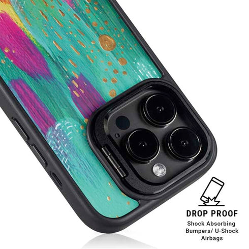 Turquoise Brush Stroke by Etta Vee iPhone 15 Pro Kickstand Case