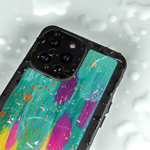 Turquoise Brush Stroke by Etta Vee iPhone 15 Pro Waterproof Case
