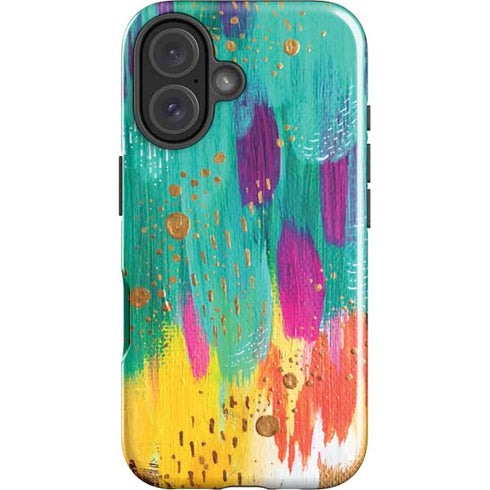 Turquoise Brush Stroke by Etta Vee iPhone 16 Impact Case