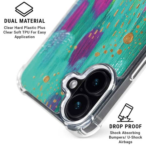 Turquoise Brush Stroke by Etta Vee iPhone 16 Plus Clear Case