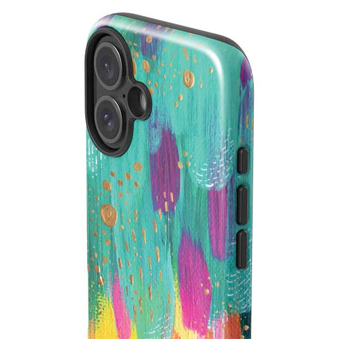 Turquoise Brush Stroke by Etta Vee iPhone 16 Plus Impact Case