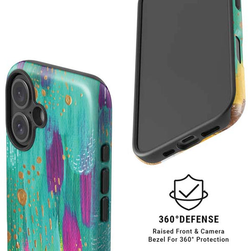 Turquoise Brush Stroke by Etta Vee iPhone 16 Plus Magsafe Impact Case