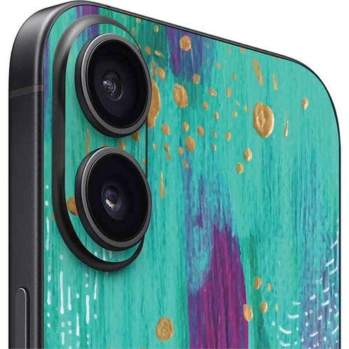 Turquoise Brush Stroke by Etta Vee iPhone 16 Plus Skin