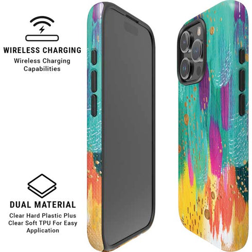Turquoise Brush Stroke by Etta Vee iPhone 16 Pro Max Magsafe Impact Case