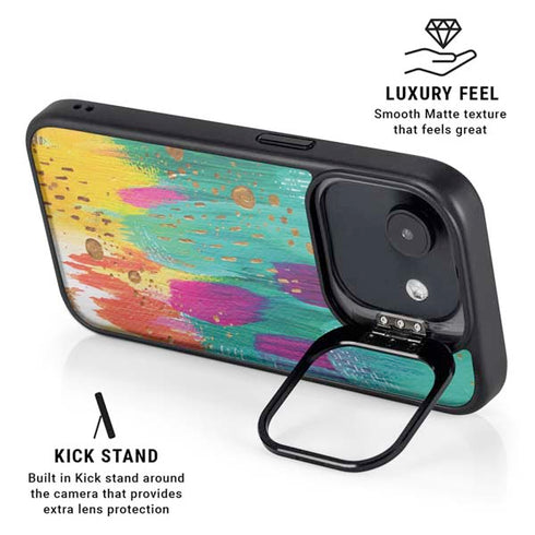 Turquoise Brush Stroke by Etta Vee iPhone 16e Kickstand Case