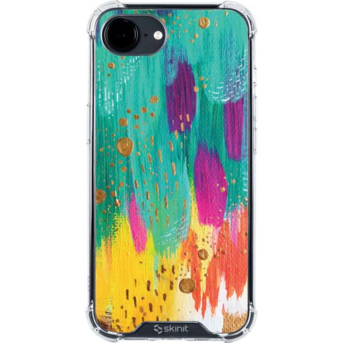 Turquoise Brush Stroke by Etta Vee iPhone 16e Clear Case