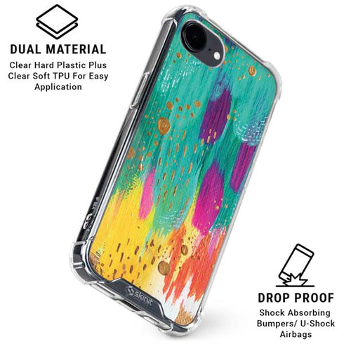 Turquoise Brush Stroke by Etta Vee iPhone 16e Clear Case