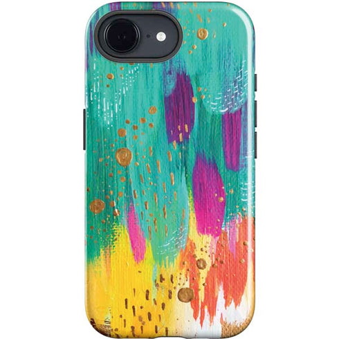 Turquoise Brush Stroke by Etta Vee iPhone 16e Impact Case
