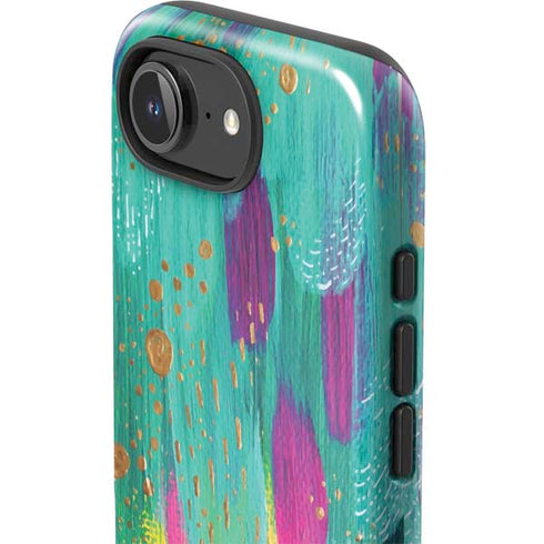 Turquoise Brush Stroke by Etta Vee iPhone 16e Impact Case