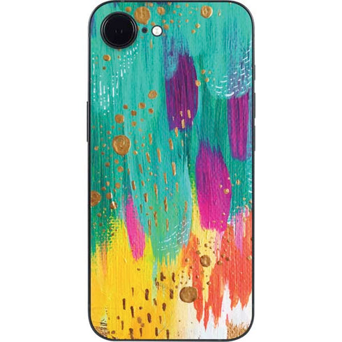 Turquoise Brush Stroke by Etta Vee iPhone 16e Skin