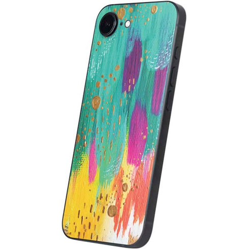 Turquoise Brush Stroke by Etta Vee iPhone 16e Skin
