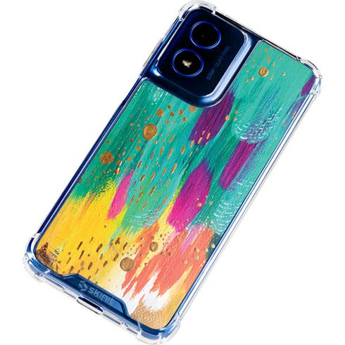 Turquoise Brush Stroke by Etta Vee Moto G 5G (2024) Clear Case