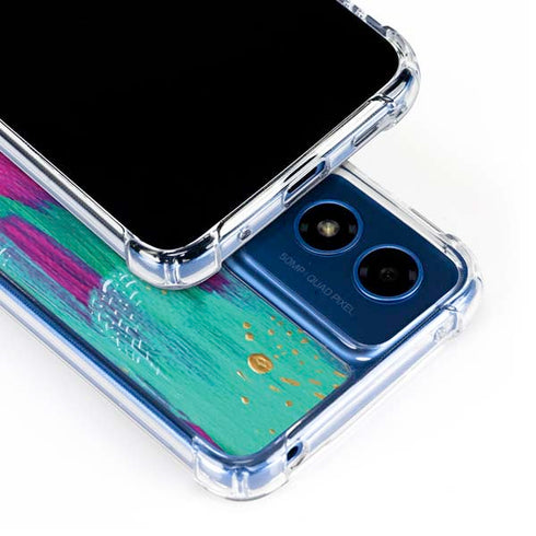 Turquoise Brush Stroke by Etta Vee Moto G 5G (2024) Clear Case