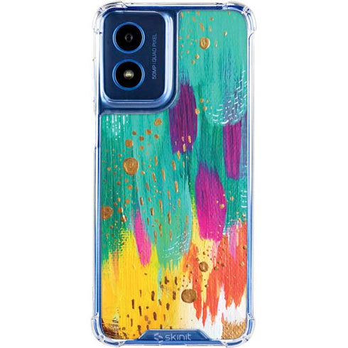 Turquoise Brush Stroke by Etta Vee Moto G Play 4G (2024) Clear Case
