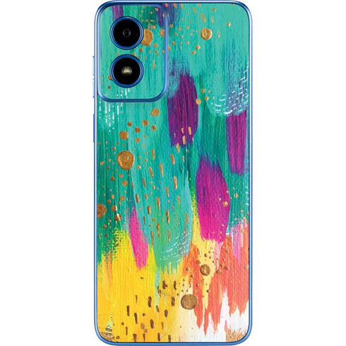 Turquoise Brush Stroke by Etta Vee Moto G Play 4G (2024) Skin