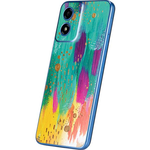 Turquoise Brush Stroke by Etta Vee Moto G Play 4G (2024) Skin