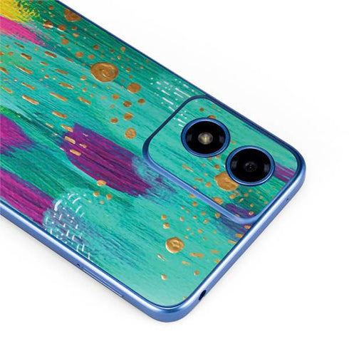 Turquoise Brush Stroke by Etta Vee Moto G Play 4G (2024) Skin