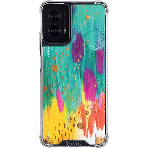 Turquoise Brush Stroke by Etta Vee Moto G Power 5G (2024) Clear Case