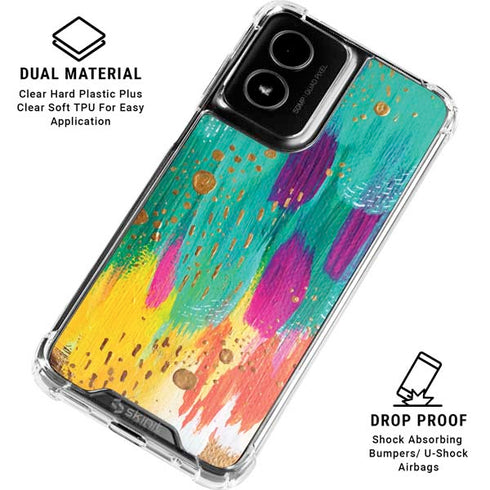 Turquoise Brush Stroke by Etta Vee Moto G Power 5G (2024) Clear Case