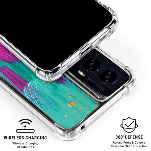 Turquoise Brush Stroke by Etta Vee Moto G Power 5G (2024) Clear Case
