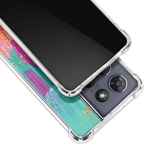 Turquoise Brush Stroke by Etta Vee Moto G Power 5G (2025) Clear Case