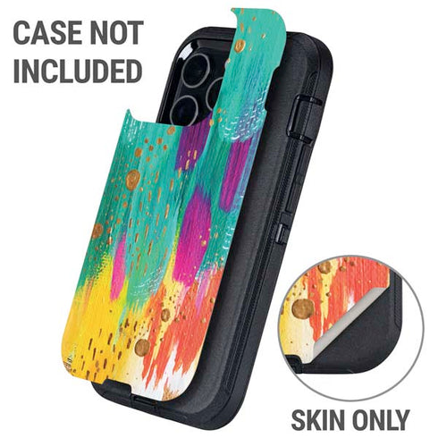 Turquoise Brush Stroke by Etta Vee Otterbox Defender iPhone Skin