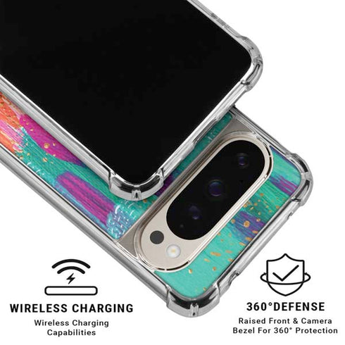 Turquoise Brush Stroke by Etta Vee Pixel 9/9 Pro Clear Case