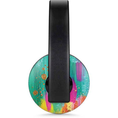 Turquoise Brush Stroke by Etta Vee PlayStation 4 Gold Wireless Headset Skin