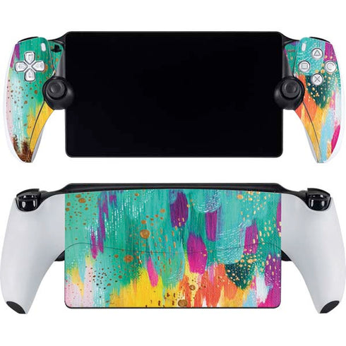 Turquoise Brush Stroke by Etta Vee PlayStation Portal Remote Player Skin