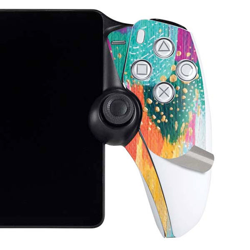 Turquoise Brush Stroke by Etta Vee PlayStation Portal Remote Player Skin