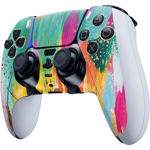 Etta Vee Turquoise Brush Stroke PS5 DualSense Edge Pro Controller Skin