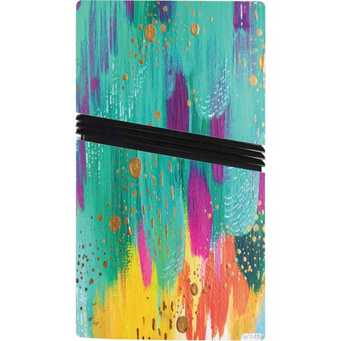 Turquoise Brush Stroke by Etta Vee PS5 Pro Bundle Skin