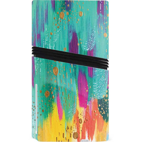 Turquoise Brush Stroke by Etta Vee PS5 Pro Disk Bundle Skin