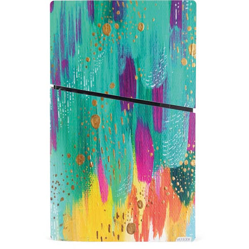 Turquoise Brush Stroke by Etta Vee PS5 Slim Digital Edition Console Skin
