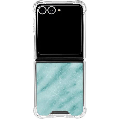 Turquoise Marble Galaxy Z Flip7 Clear Case