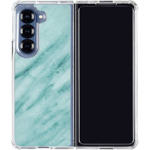 Turquoise Marble Galaxy Z Fold6 Clear Case