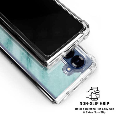 Turquoise Marble Galaxy Z Fold6 Clear Case